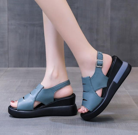 Muffin Thick Bottom Slope Heel Women&#39;s Sandals Back Empty Snap-BS00806-Veeddydropshipping