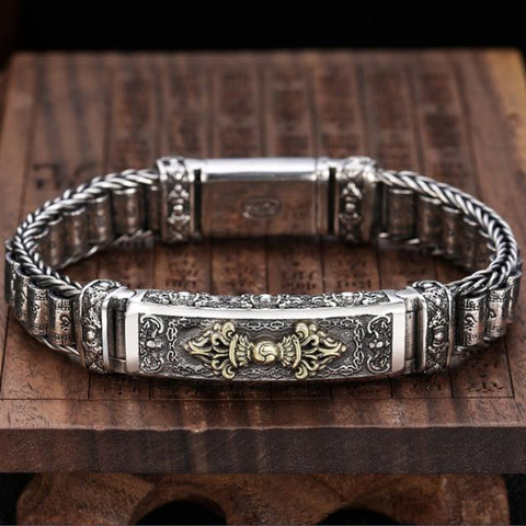 S925 Sterling Silver Six-character Bracelet Men Women Beads Bracelet  -JW00237-Veeddydropshipping