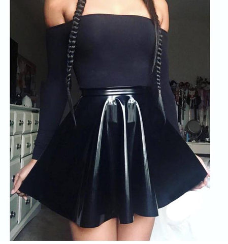 Women Leather Mini Skirts Sexy Short PU Skirts-WF00377-Veeddydropshipping