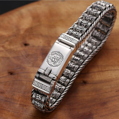S925 Sterling Silver Six-character Bracelet Men Women Beads Bracelet  -JW00237-Veeddydropshipping