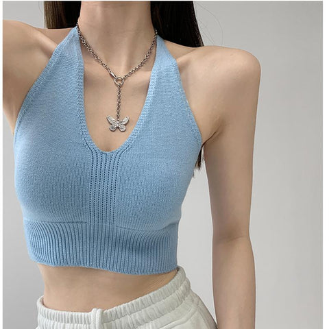 New Bow Bandage Ruffles Camis Knitting Cute-WF00041-Veeddydropshipping