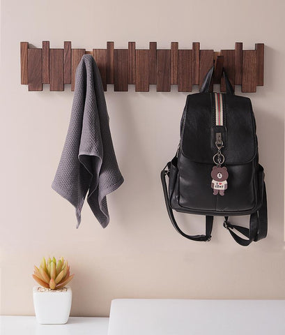 Beech Walnut Coat Rack Wall Mounted Sticks-HA01718-Veeddydropshipping