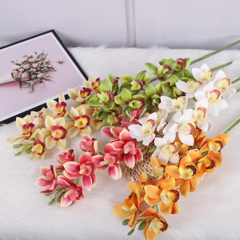 Cymbidium Dancing Orchid Artificial Flowers-HA00731-Veeddydropshipping