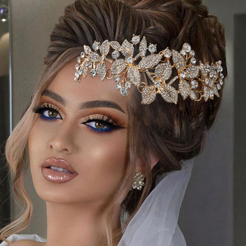 Indian Bridal Hair Accessories Flower Bridal Crowns  -JW00453-Veeddydropshipping