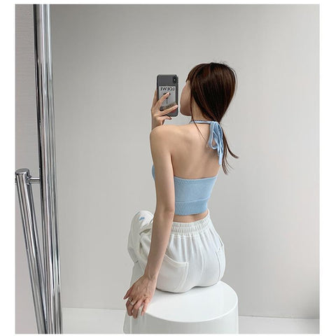 New Bow Bandage Ruffles Camis Knitting Cute-WF00041-Veeddydropshipping