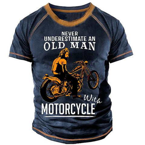 T-shirt For Men Motor Biker 3d Print Vintage Short-MF00185-Veeddydropshipping