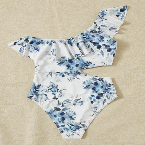 Women One Piece Swimsuits Tummy Control One Shoulder Bathing Suits Ruffle Swimwear-OS00141-Veeddydropshipping