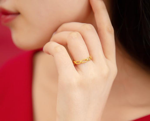 24k pure gold ringsreal  wedding  jewelry original  women rings-JW00116-Veeddydropshipping