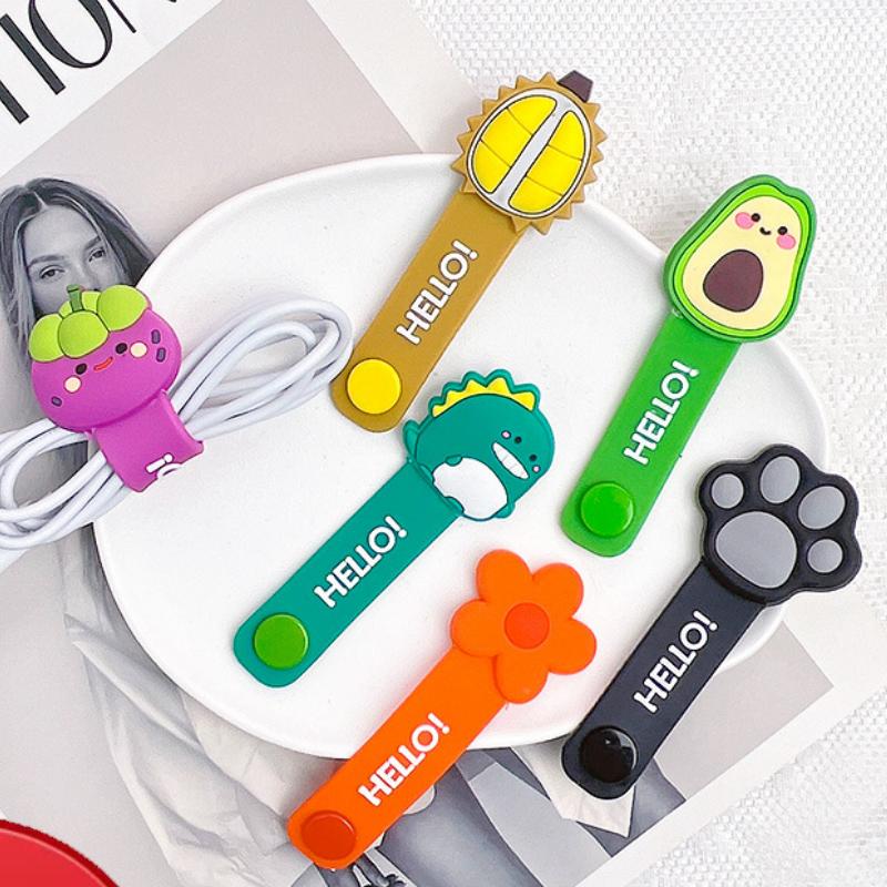 Cartoon Data Cable Earphone Cable Winder Cute Cartoon Button Management Line-PA00898-Veeddydropshipping