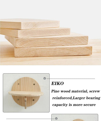 Wall-Mounted Cat Climbing Frame Pine Wood-HA01445-Veeddydropshipping