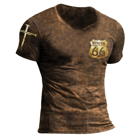 Male Route 66 Tee Summer Street T-shirts-MF00028-Veeddydropshipping