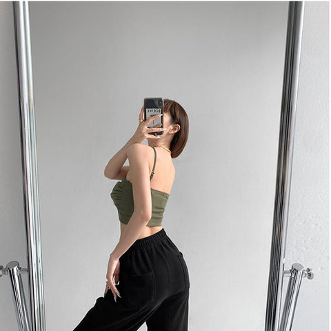 Pleated Cross Design Solid Color Suspender-WF00046-Veeddydropshipping