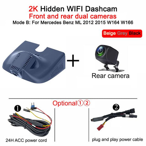 For Mercedes Benz ML 2012 2015 W164 W166 Front and Rear 4K Dash-AM00572-Veeddydropshipping