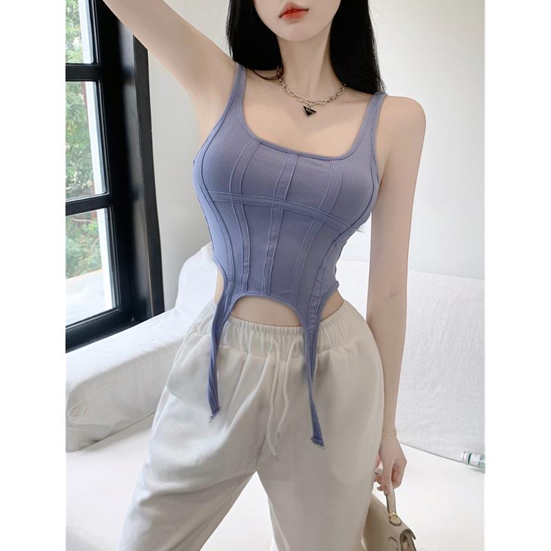 Women Threaded Vest Irregular Chic Bottom Shirt-Veeddydropshipping