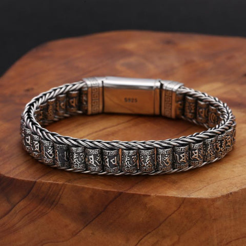 S925 Sterling Silver Six-character Bracelet Men Women Beads Bracelet  -JW00237-Veeddydropshipping