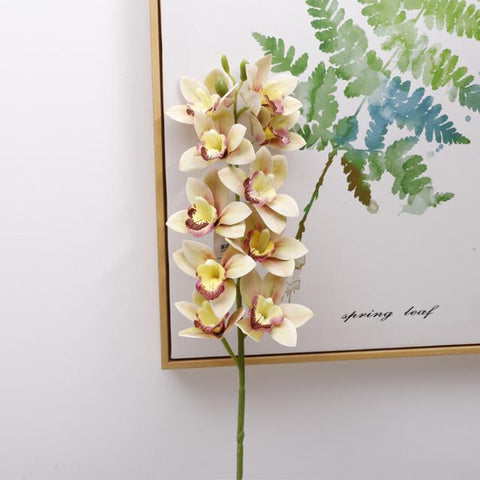 Cymbidium Dancing Orchid Artificial Flowers-HA00731-Veeddydropshipping