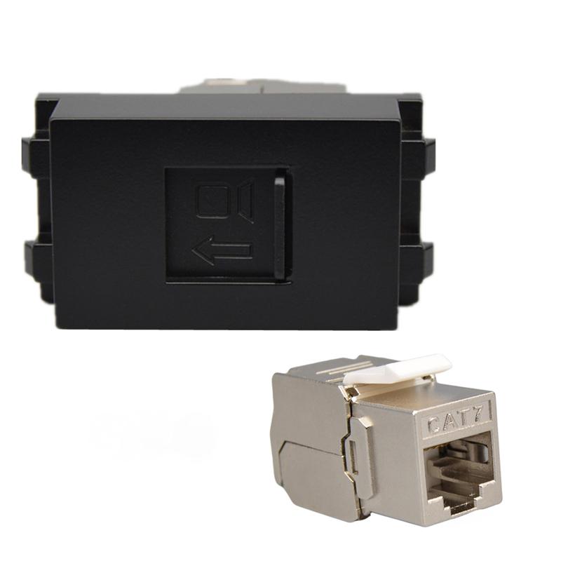Black Color CAT7 CAT6A RJ45 LAN Module Slot 23x36mm Socket-CE00007-Veeddydropshipping