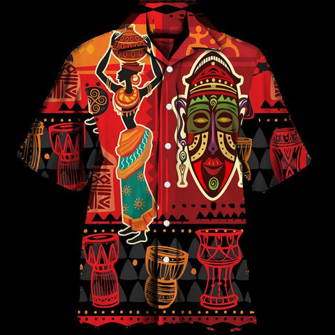 Button Shirt African Printed Sleeve Traditional Couple-MF00021-Veeddydropshipping