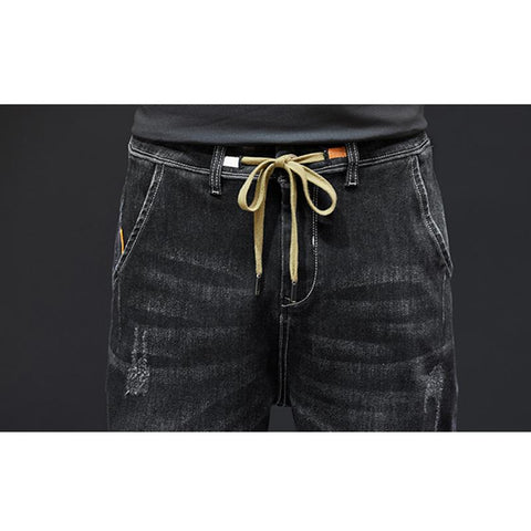 New Straight Loose Cylinder Jeans Vintage Elastic-MF00589-Veeddydropshipping