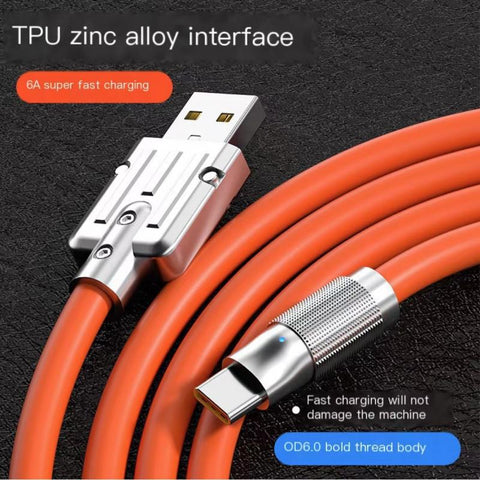 120W 6A Super Fast Charge Type-C Liquid Silicone Cable Quick Charge USB Cable-PA00410-Veeddydropshipping