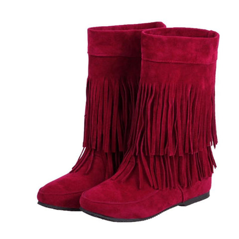 Toe Tassel Shoes Flock Warm Wide Fitting 45-33 Height-BS00909-Veeddydropshipping