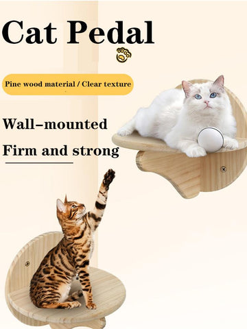 Wall-Mounted Cat Climbing Frame Pine Wood-HA01445-Veeddydropshipping