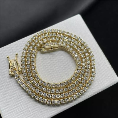 925 Silver Moissanite Chain tennis Necklace  Diamond Link Necklaces-JW00083-Veeddydropshipping
