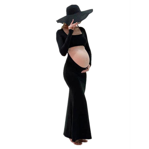 Maternity Dresses For Photo Shoot Sexy Cut Out Front Open Backless Maxi-TB00556-Veeddydropshipping