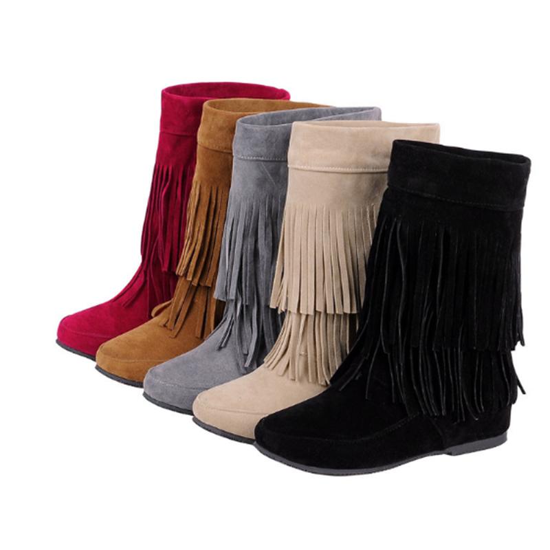 Toe Tassel Shoes Flock Warm Wide Fitting 45-33 Height-BS00909-Veeddydropshipping