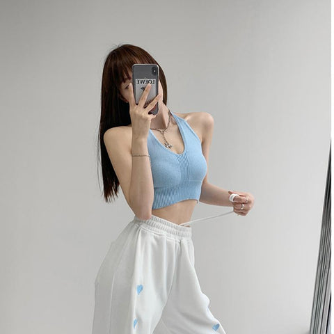 New Bow Bandage Ruffles Camis Knitting Cute-WF00041-Veeddydropshipping